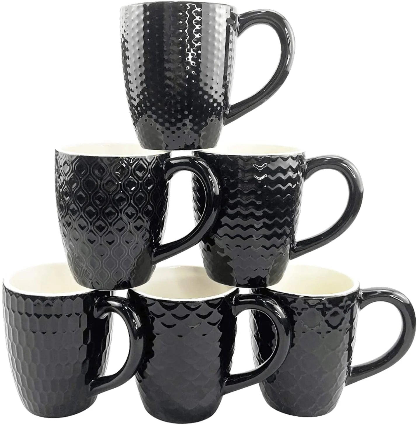 Embossed Coffee Mug Set - Set of 6